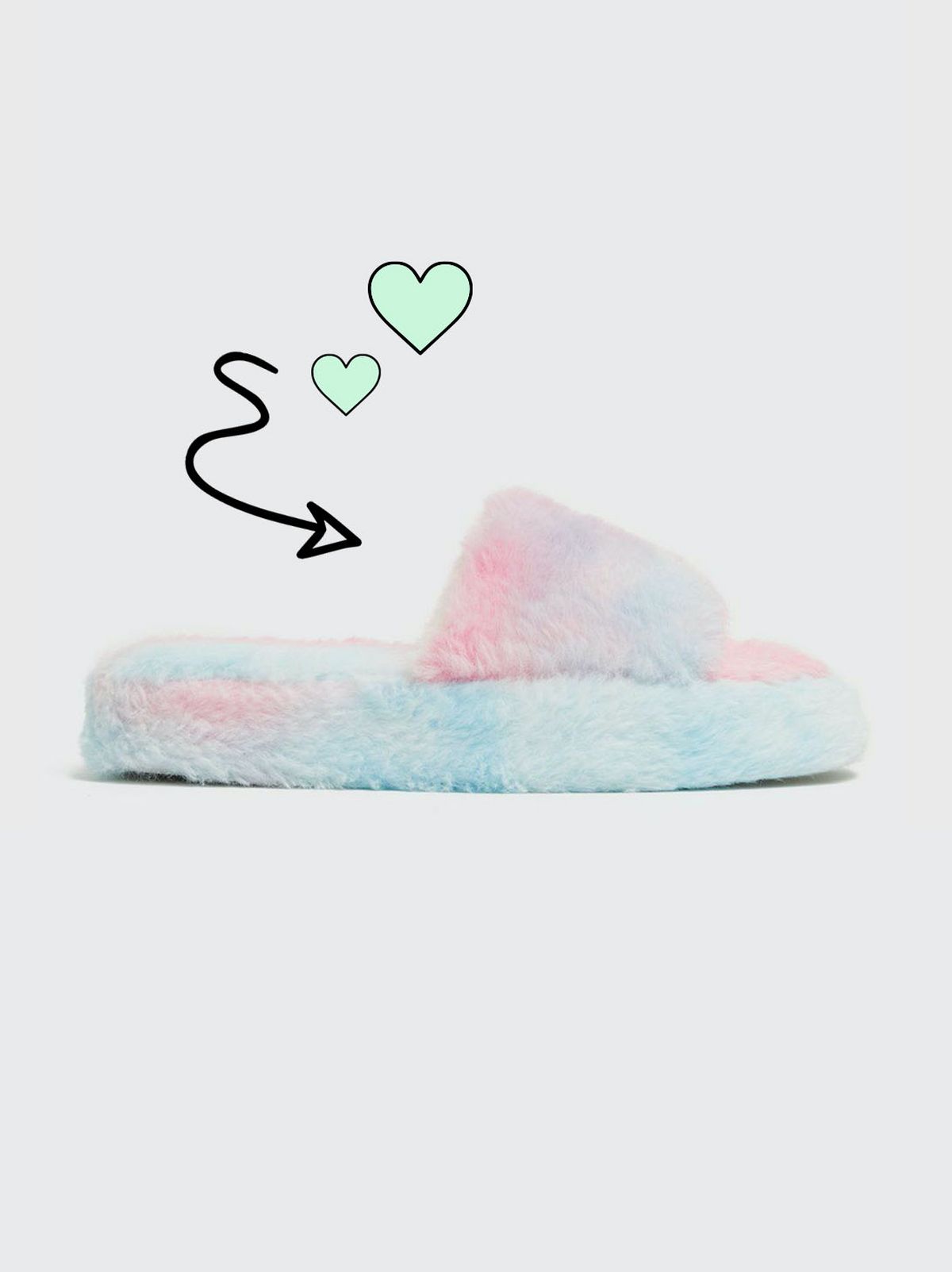 Women's multicoloured faux fur flatform slider slippers