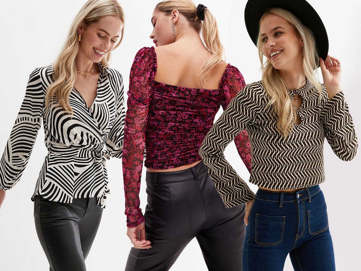 There is a collage of women wearing Summer and Autumn tops 