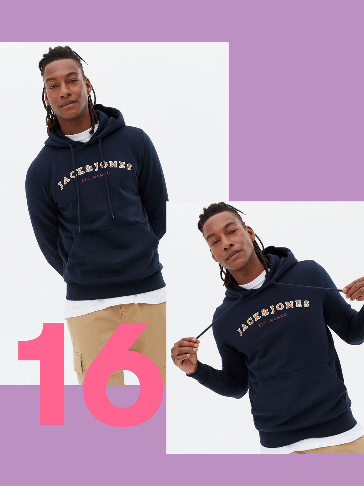 Men's Jack & Jones Navy Logo Pocket Front Hoodie