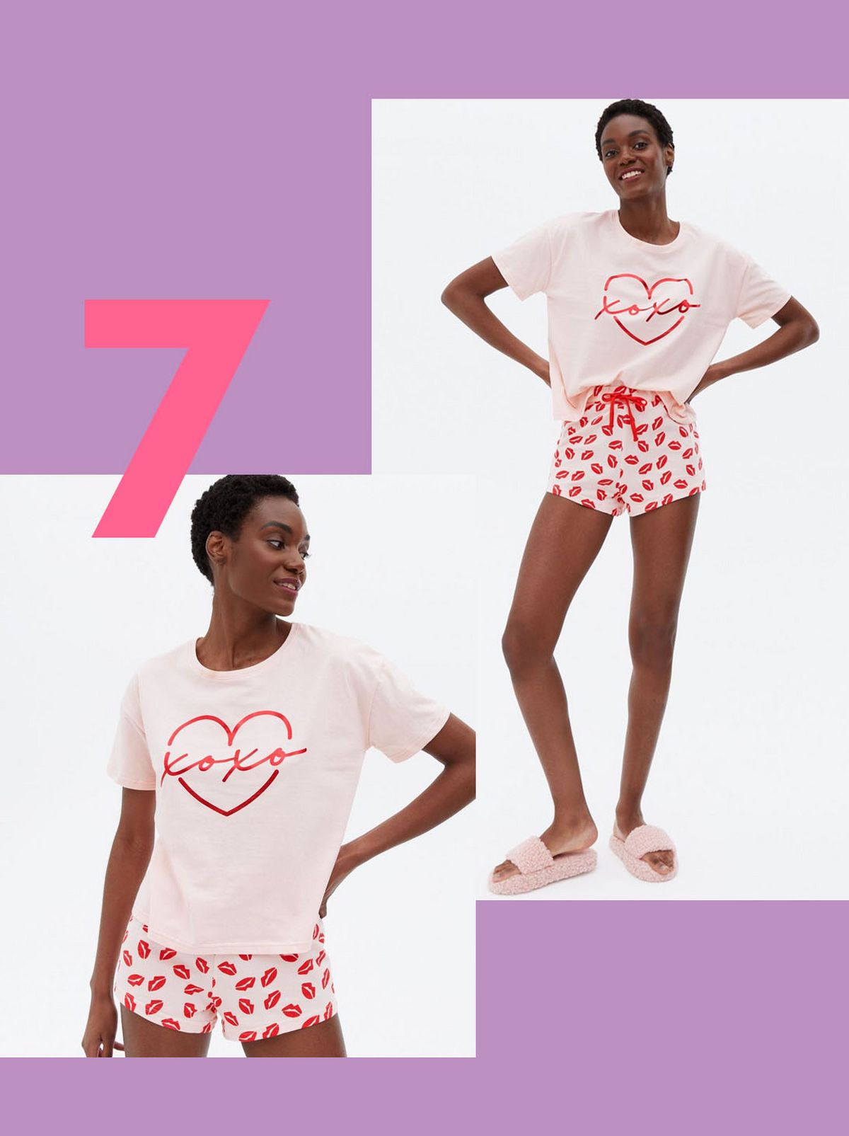 Women's Pink Short Pyjama Set with XOXO Heart Logo