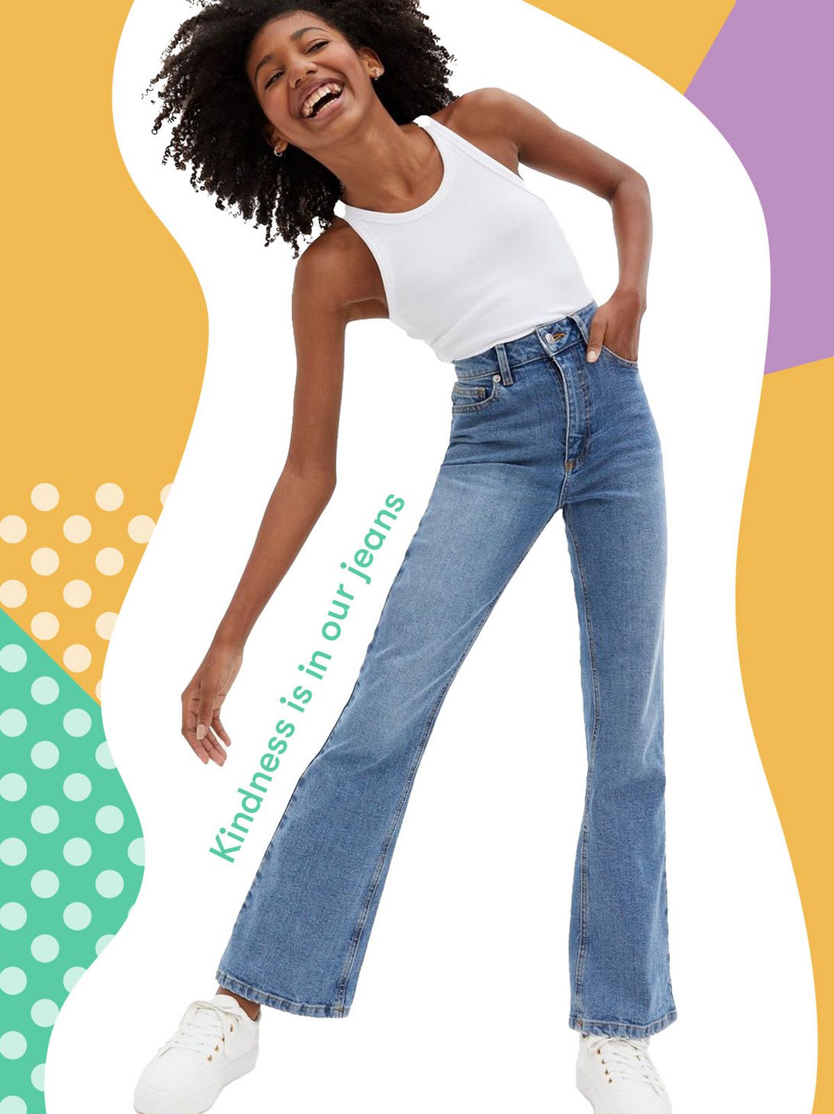 Girls Bright Blue High Waist Flared Brooke Jeans	