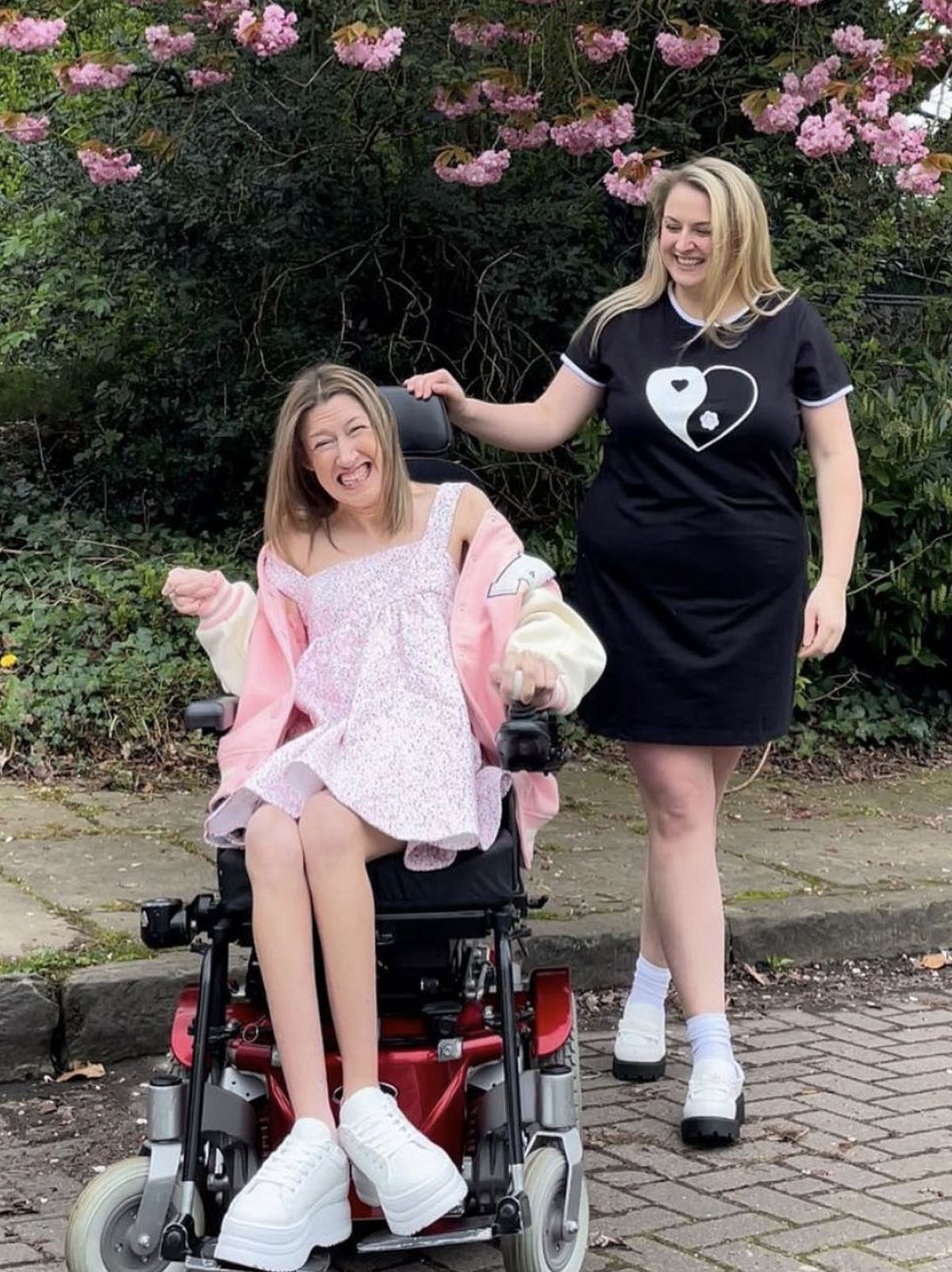 @cheethamswithdreams wearing an Anne-Marie pink dress