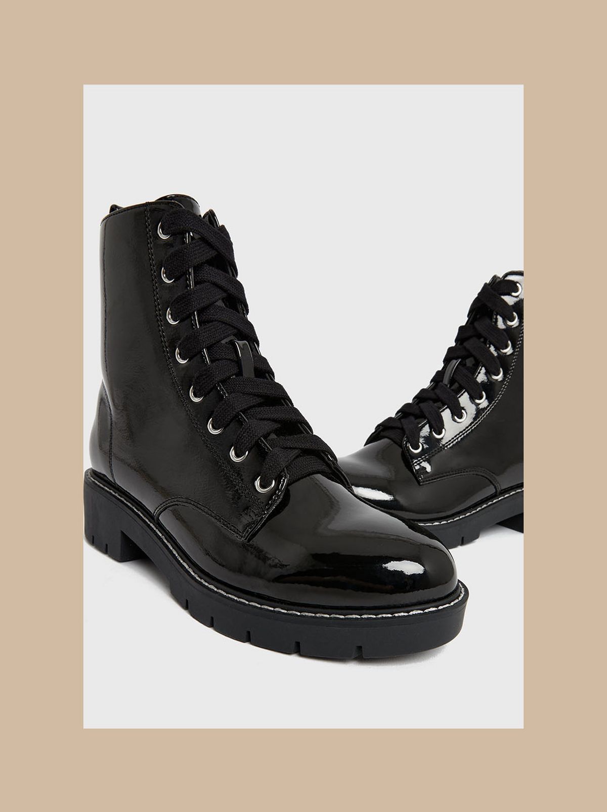 Women’s black chunky biker boots