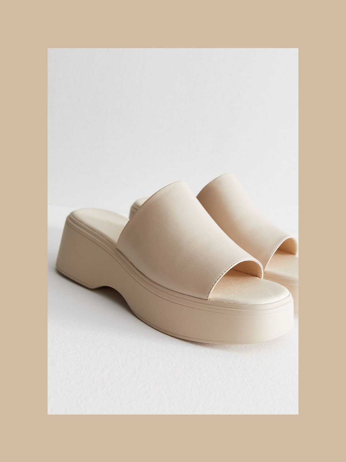 Women’s off white chunky flatform sliders