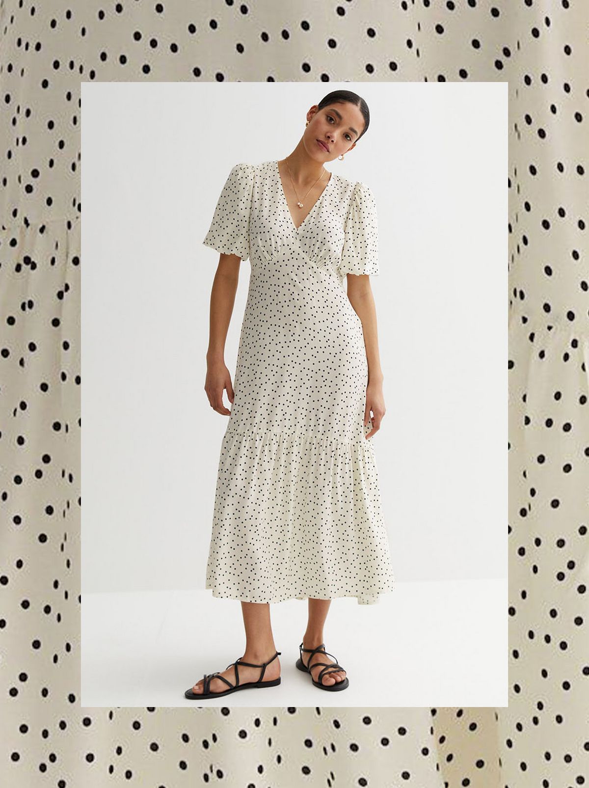 Black and white clearance starlight spot smock dress