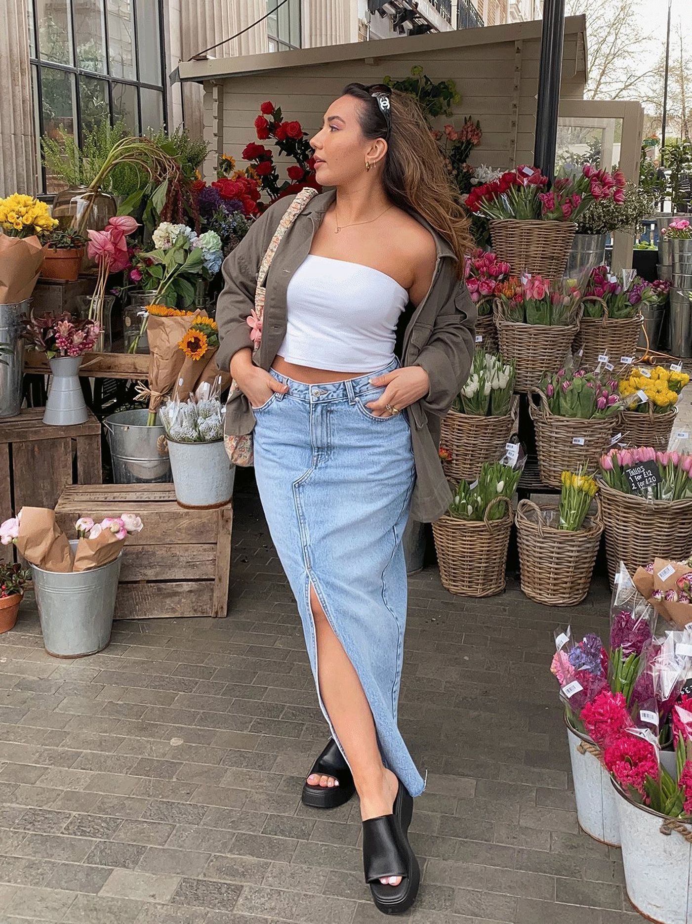Knee length jean skirts 2019 online