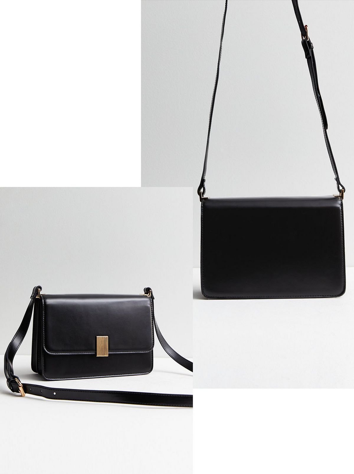Black Leather Look Crossbody Bag ​