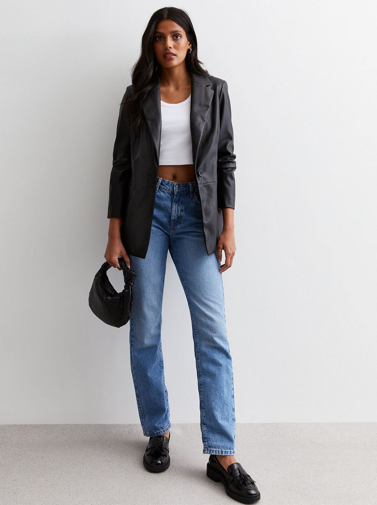 Leather look blazer jacket