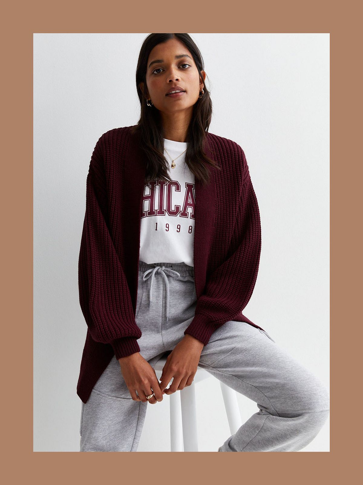 Knitwear burgundy chunky cardi