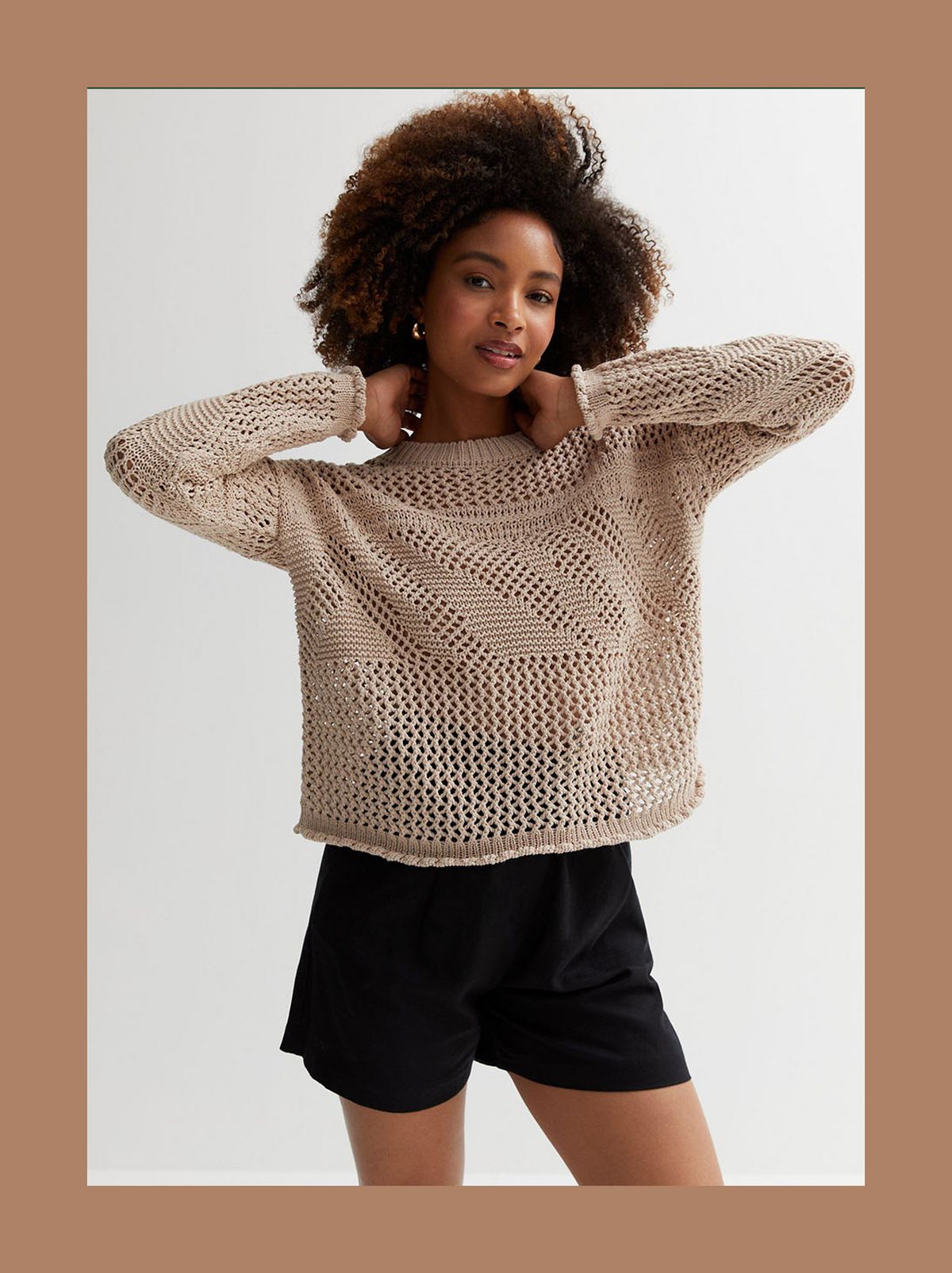 Stone open knitwear jumper