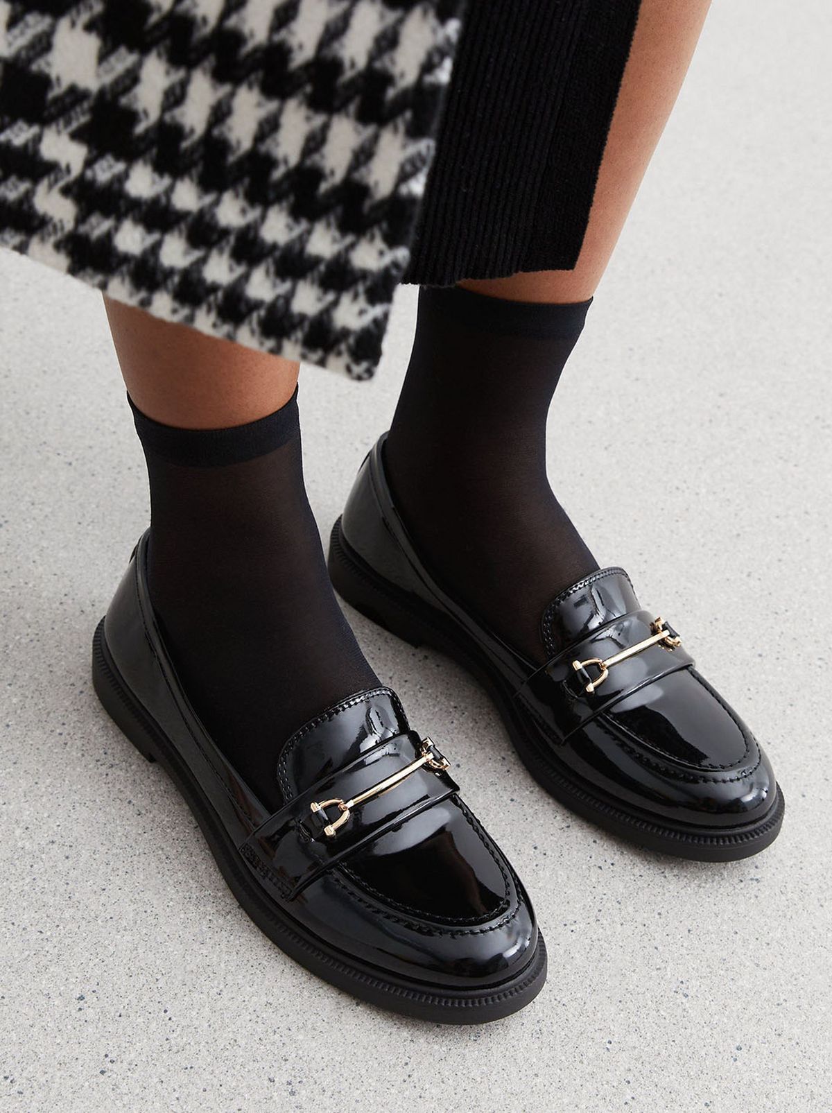 Black Patent Snaffle Trim Loafers