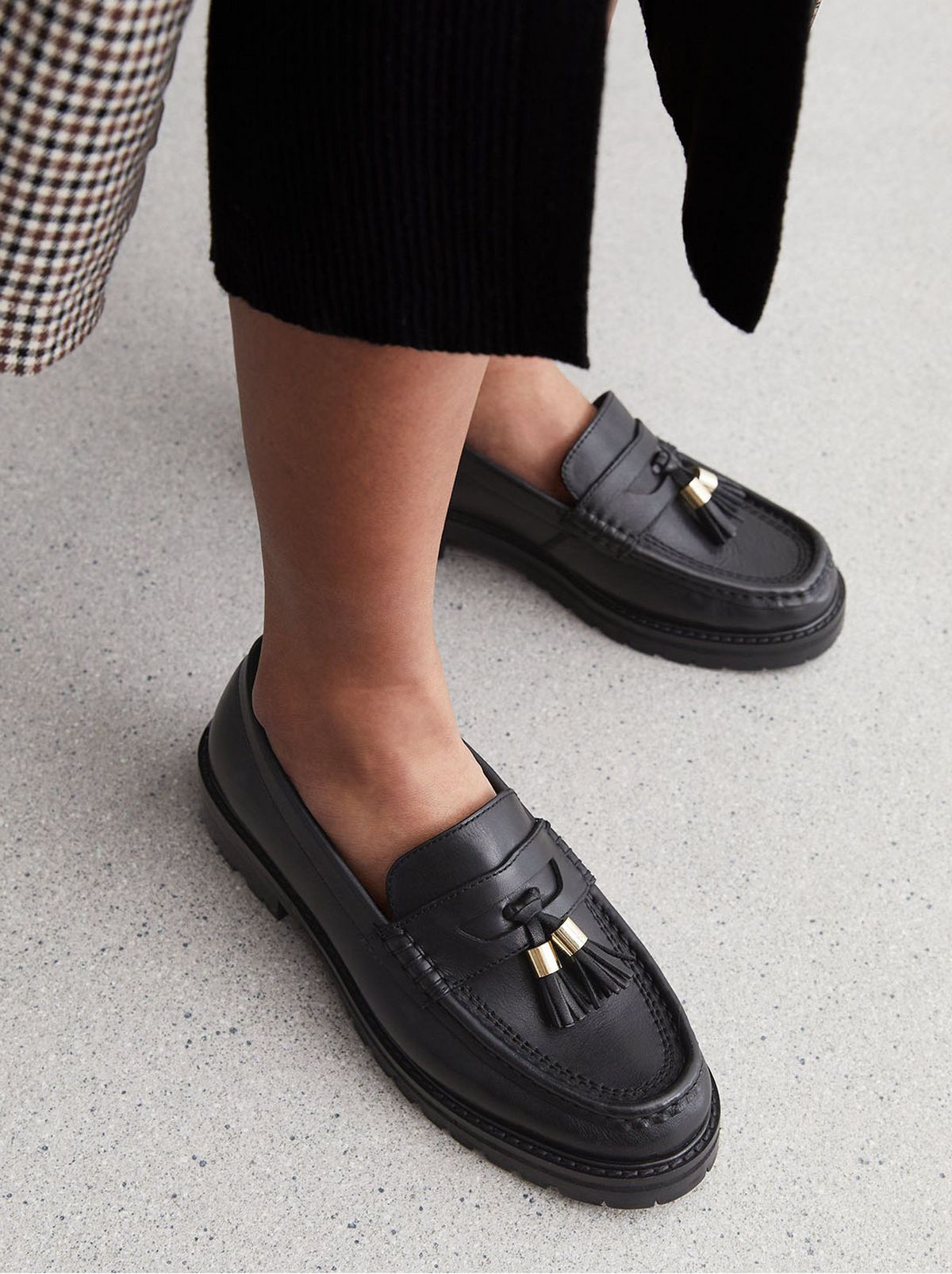Black Leather Chunky Loafers