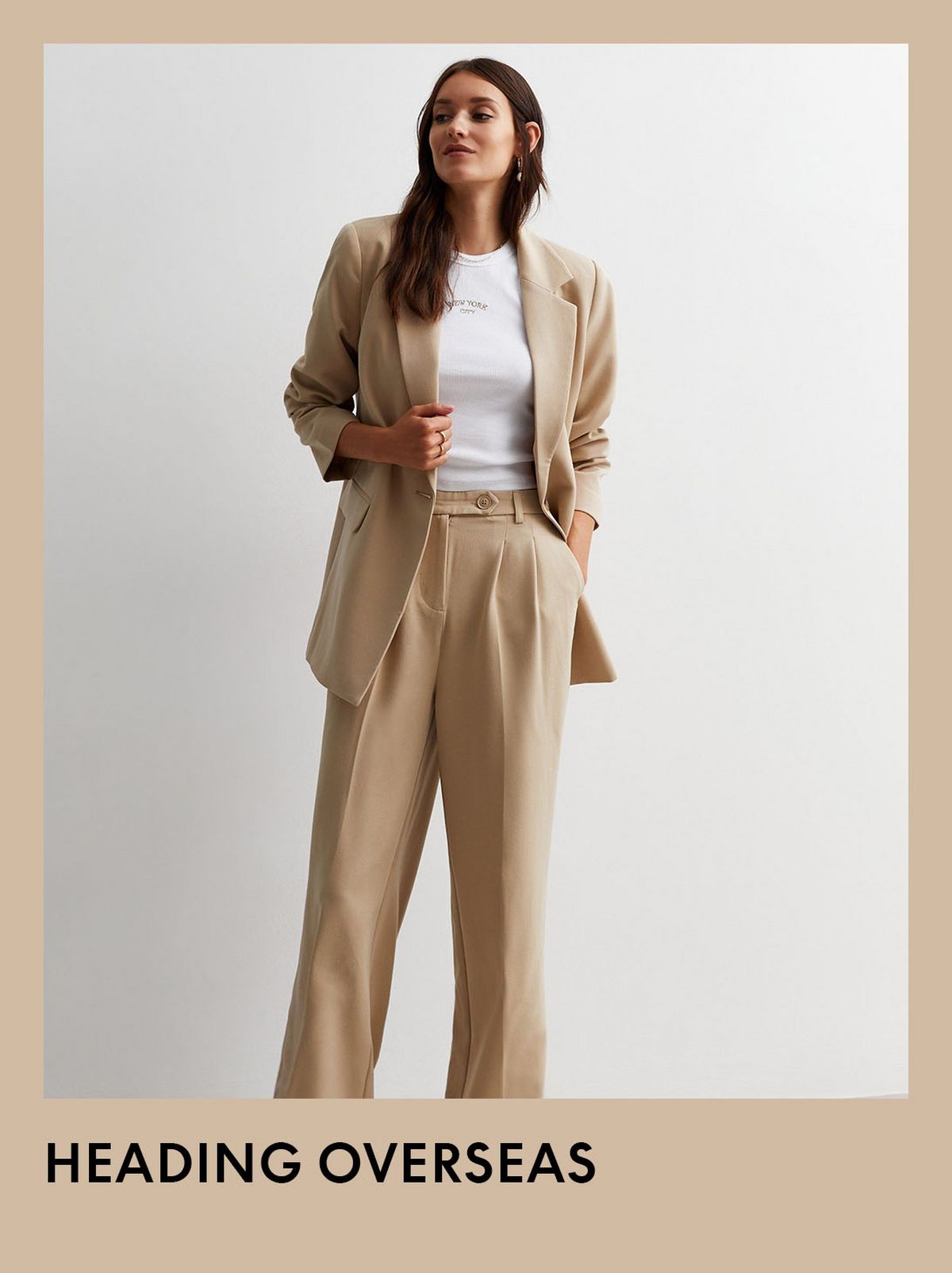 City break stone wide leg trousers