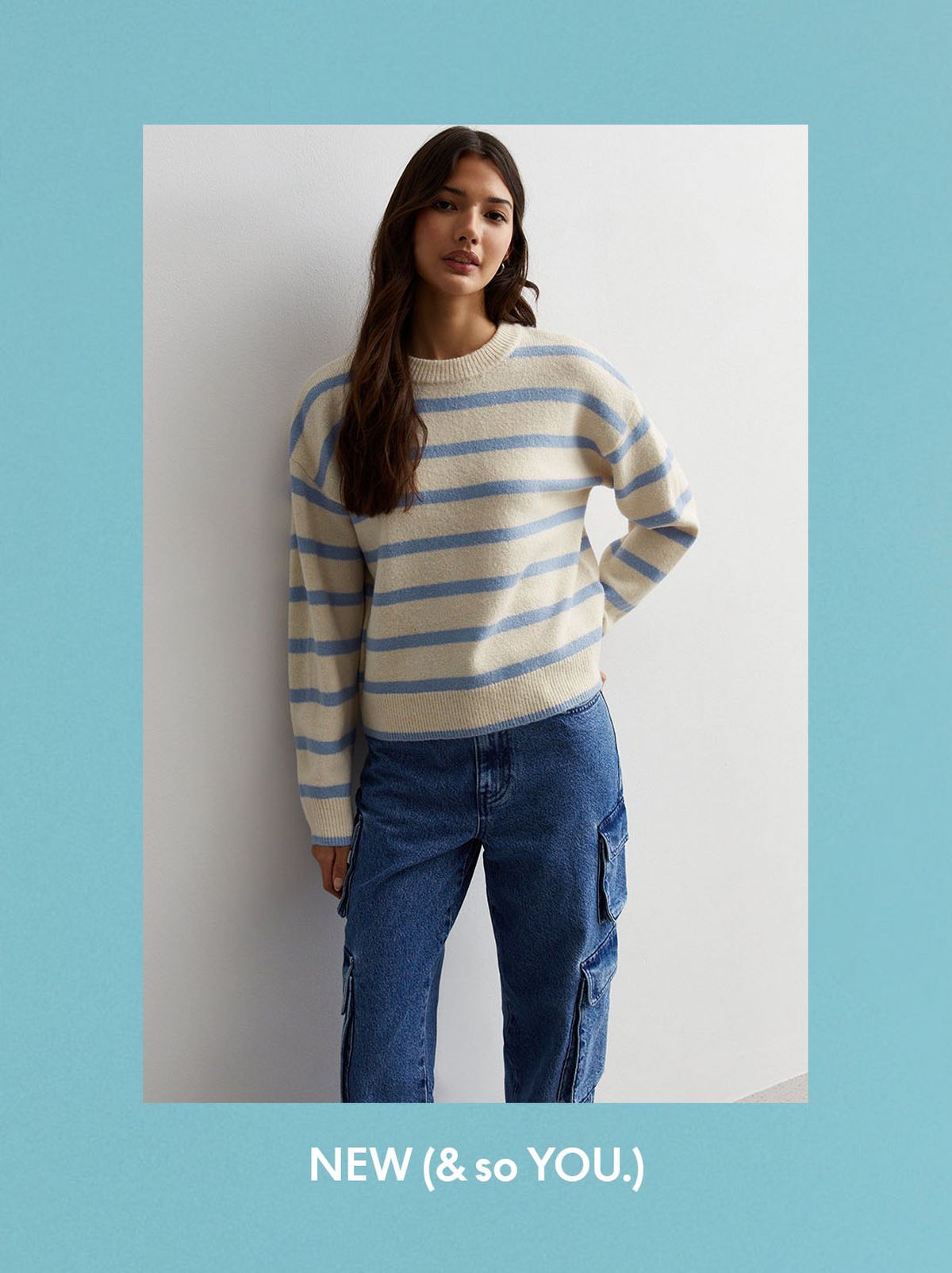 Blue Striped Crew Neck Jumper​