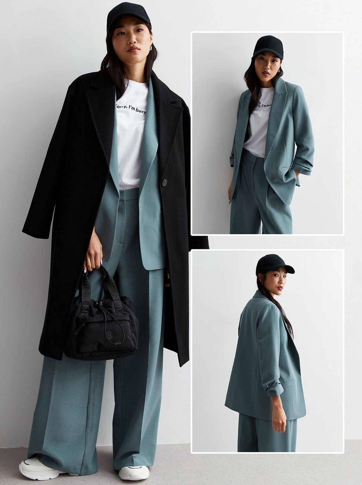Blue ruched blazer