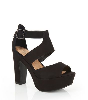 black strappy heels new look