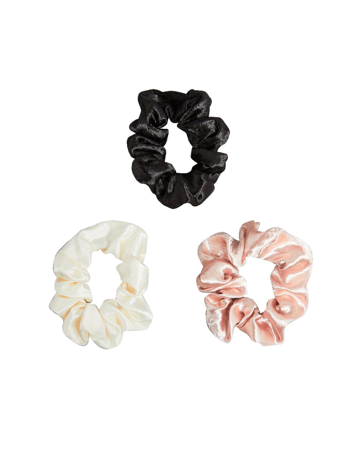 3 Pack Multicoloured Satin Scrunchies