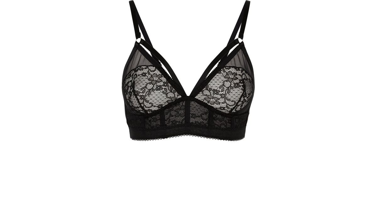 Black Lace Caged Bralet | New Look