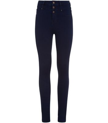 3 button high waisted skinny jeans