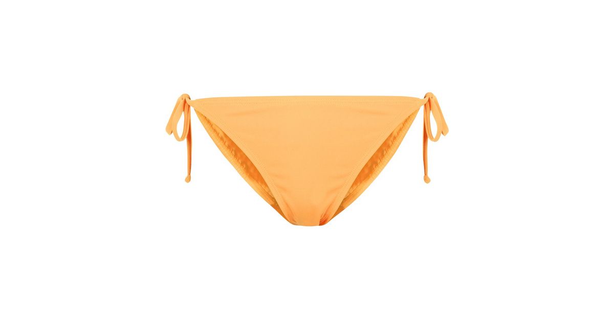 Orange Plain Tie Side Bikini Bottoms New Look