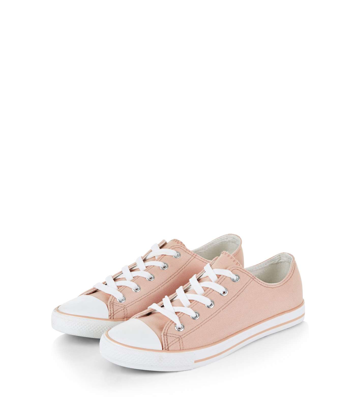Mid Pink Lace Up Stripe Sole Plimsolls  Image 3