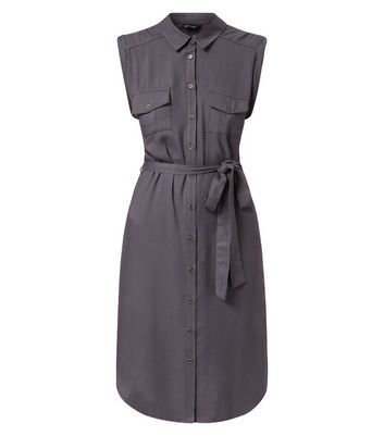 grey midi shirt dress