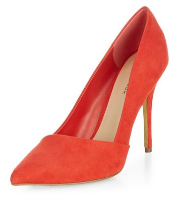 red suede court shoes
