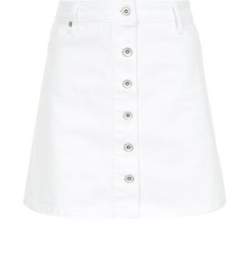 white denim a line skirt