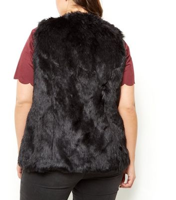 black faux fur vest plus size