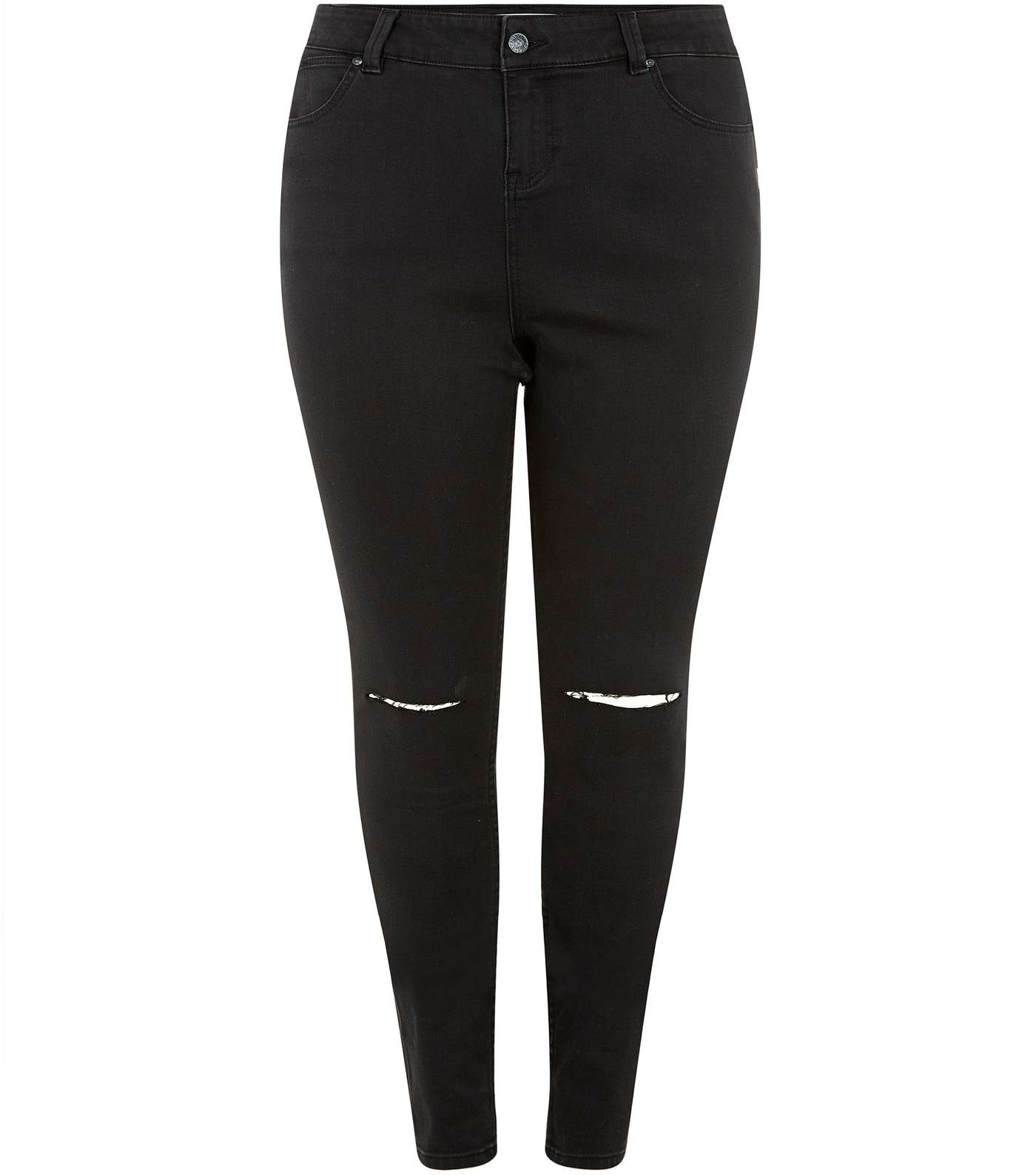 Curves Black Authentic Ripped Knee Jeans 