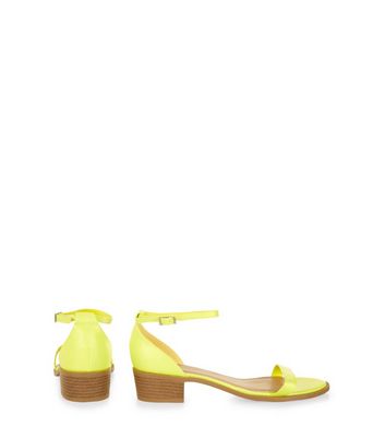 Lime Green Ankle Strap Low Block Heel 
