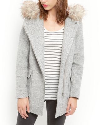 grey hooded coat