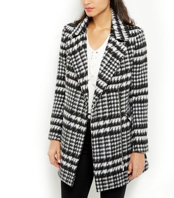 Black Houndstooth Coat New Look