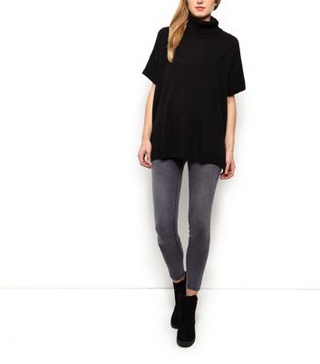 short sleeve black roll neck jumper