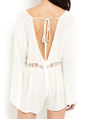 cream lace playsuit