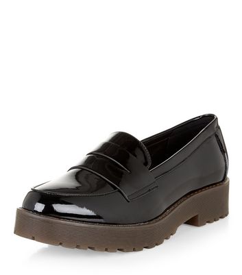 chunky black loafers womens