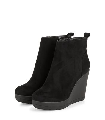 new look black wedge boots
