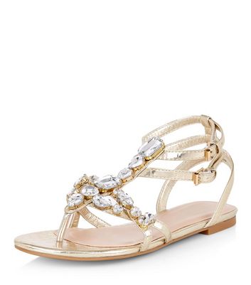 gold embellished sandals