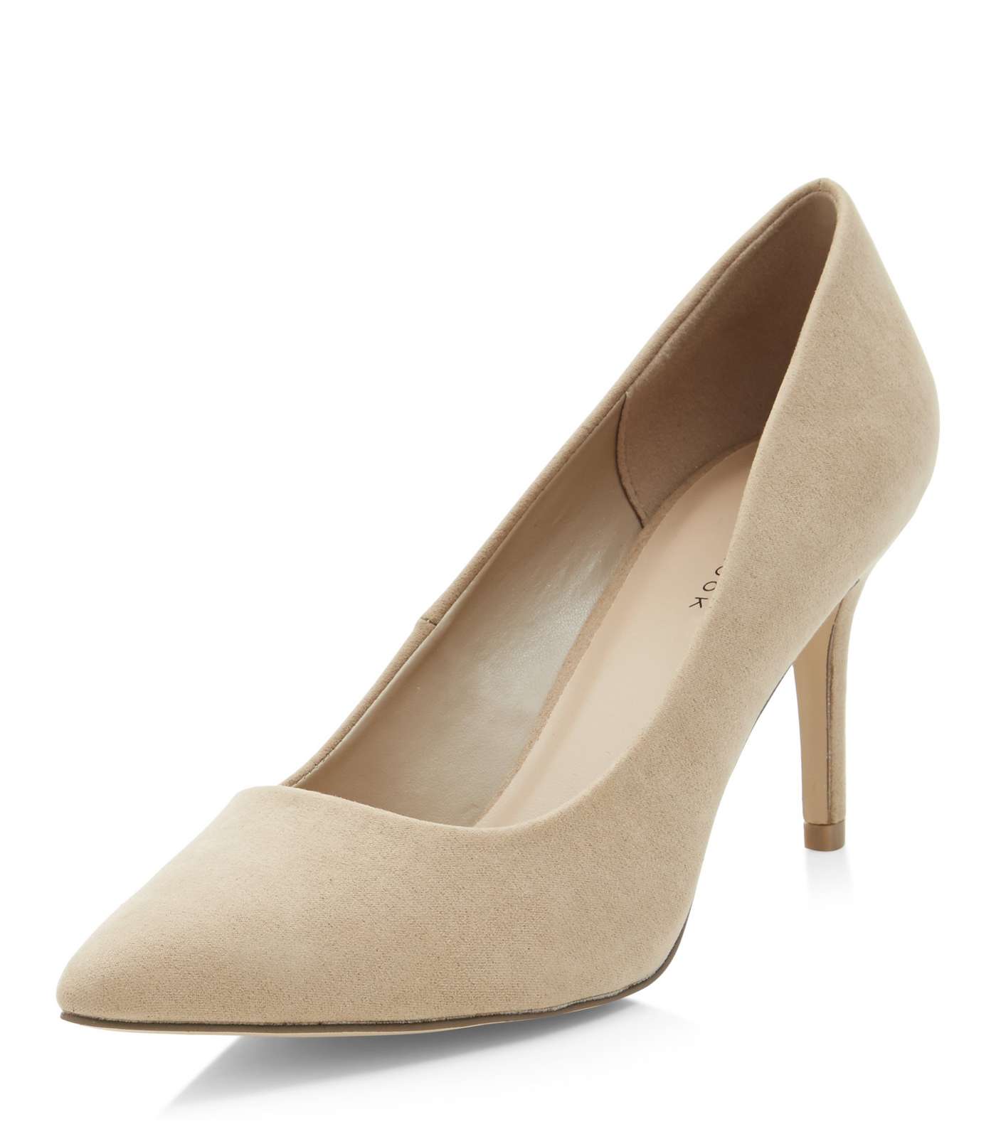 Stone Suedette Mid Heel Pointed Court Shoes Image 5
