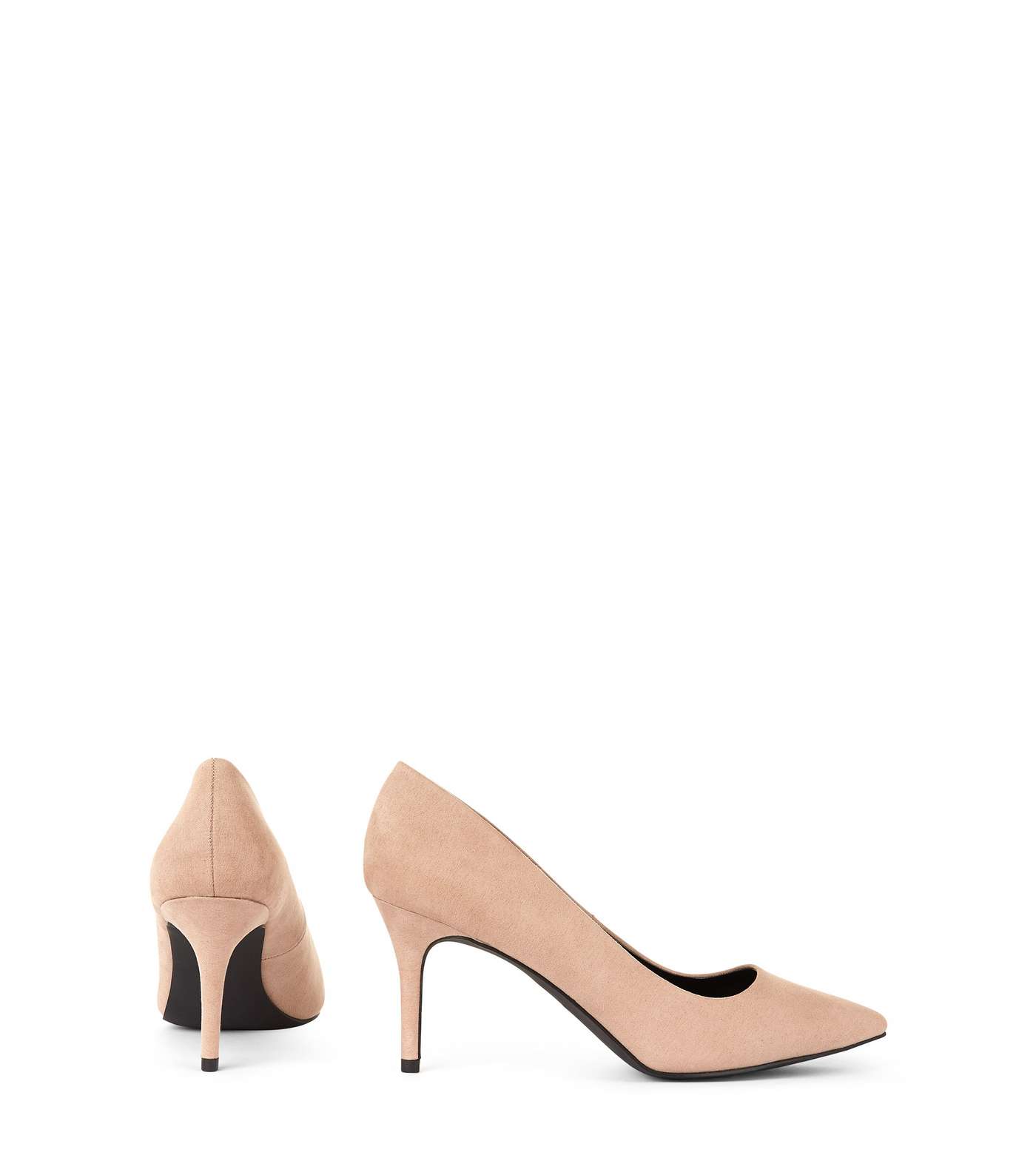 Light Brown Suedette Mid Heel Pointed Court Shoes Image 4