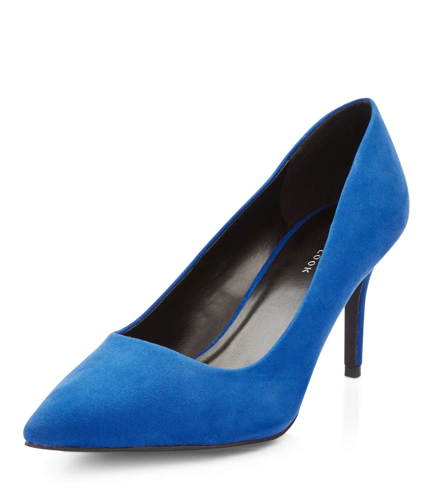 Blue Suedette Mid Heel Pointed Court Shoes Image 5