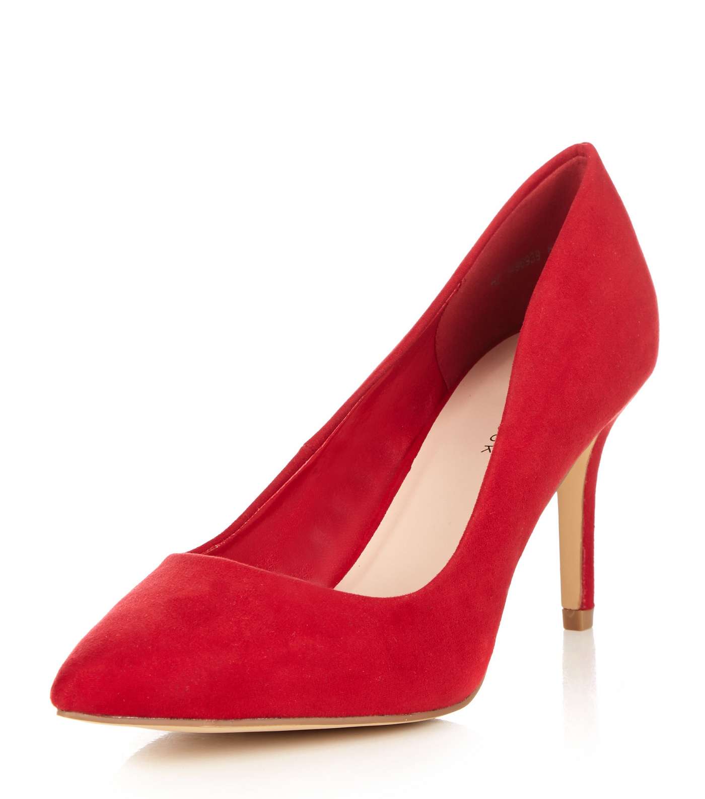 Red Suedette Mid Heel Pointed Court Shoes Image 5