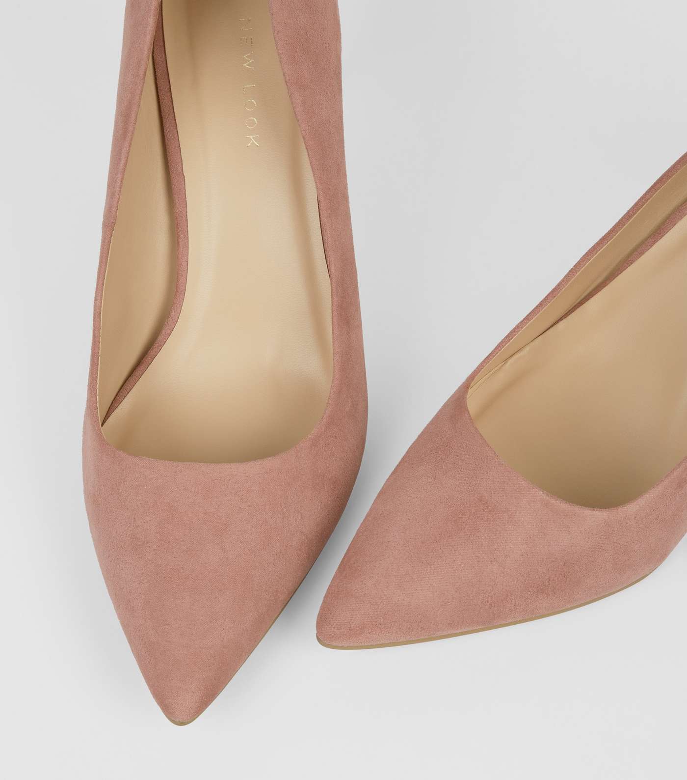 Pink Suedette Mid Heel Pointed Court Shoes Image 5