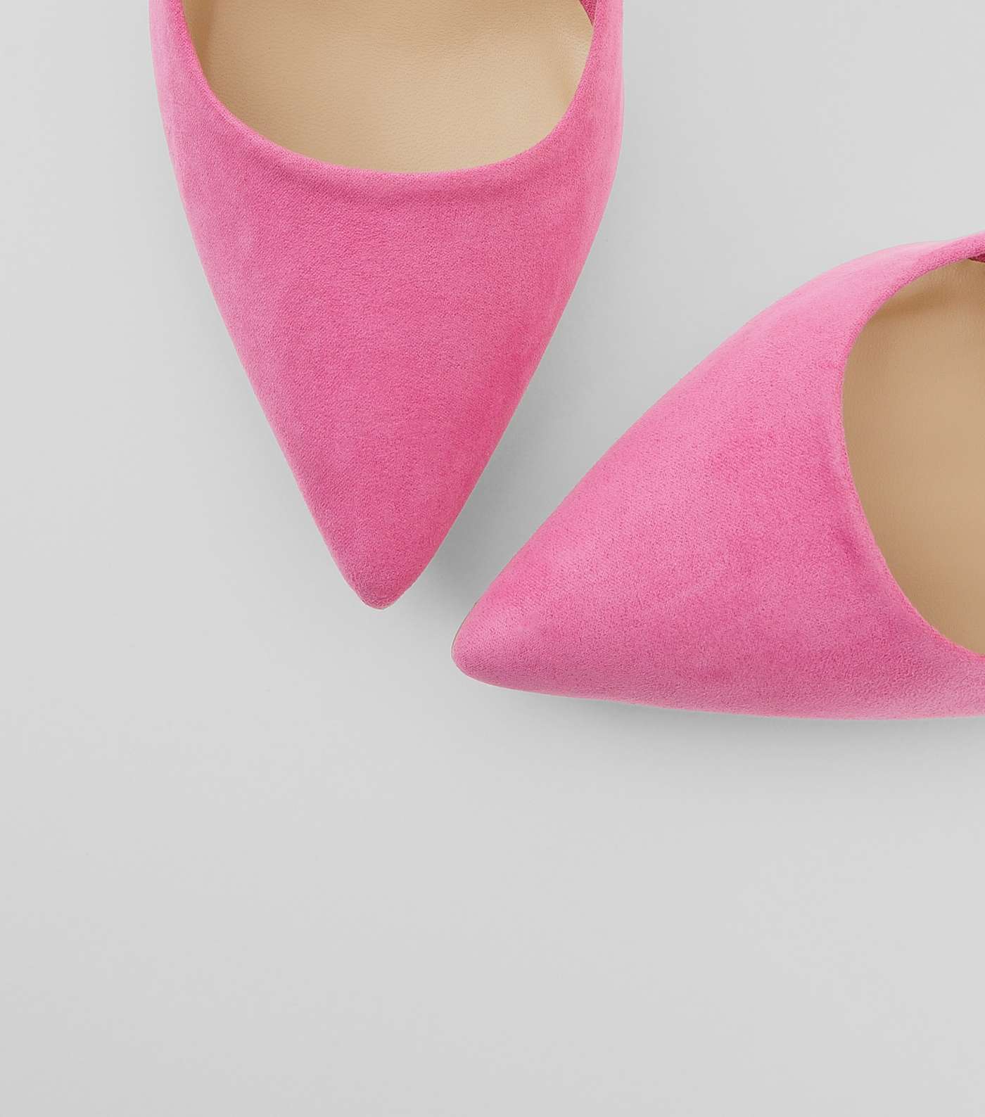 Bright Pink Suedette Mid Heel Pointed Court Shoes Image 4