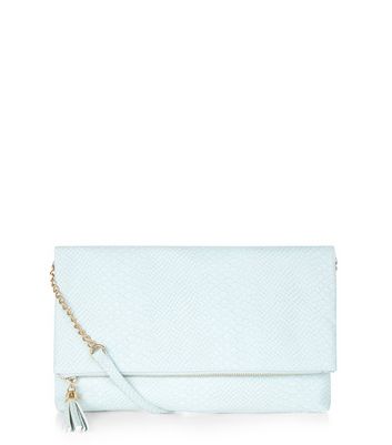 blue snakeskin clutch bag