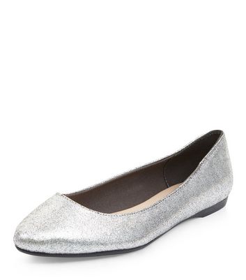 silver flat shoes wide fit