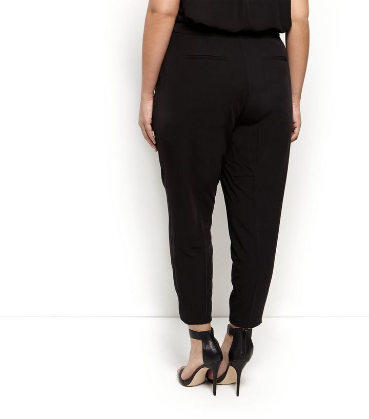 Plus Size Black Naples Slim Leg Trousers New Look