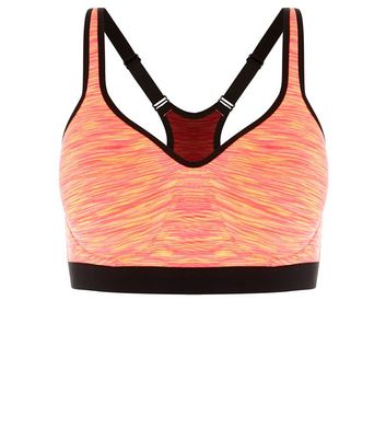 neon coral sports bra