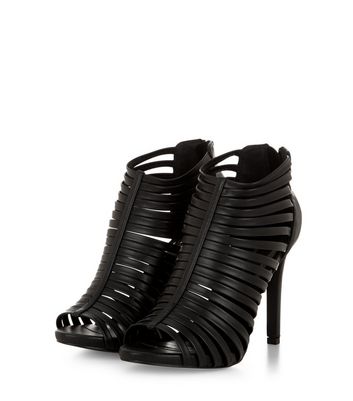 black strappy ankle heels