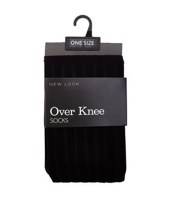 Black Over The Knee Ribbed Tights | New 